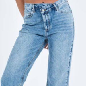 Princess Polly 'Holly' Asymmetric Denim Jeans size 6.